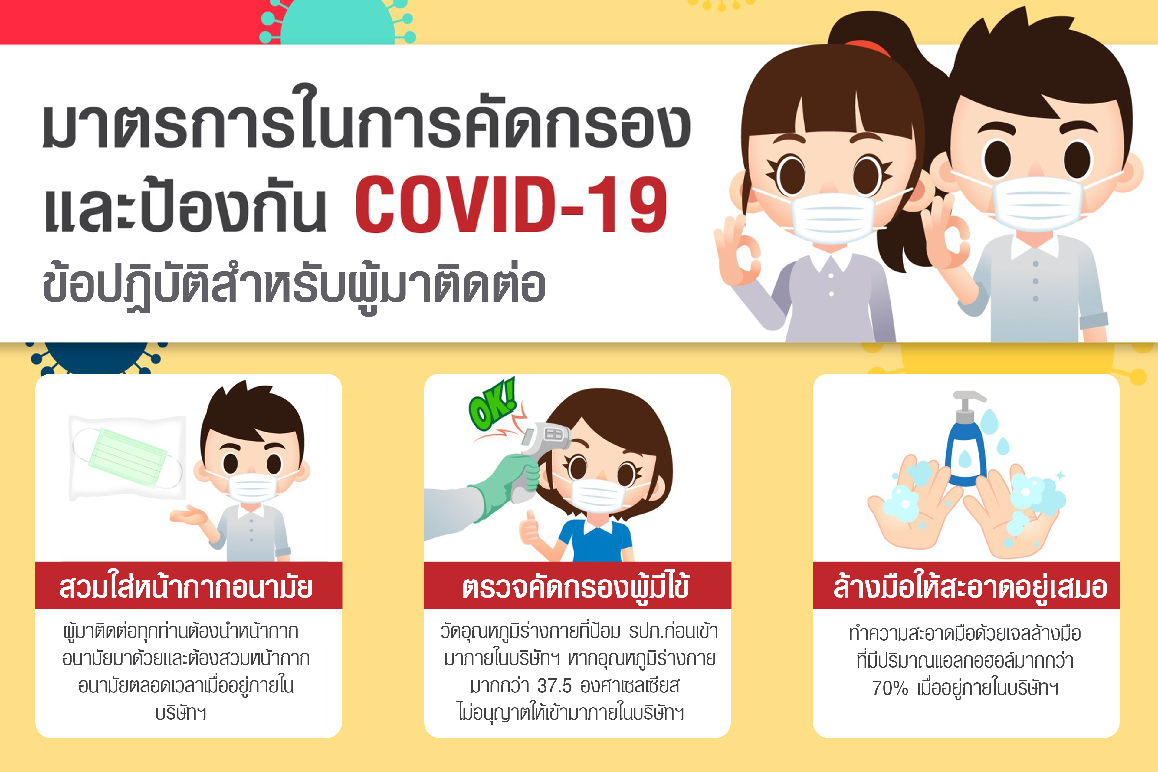 มาตรการในการคัดกรองเเละป้องกัน COVID-19